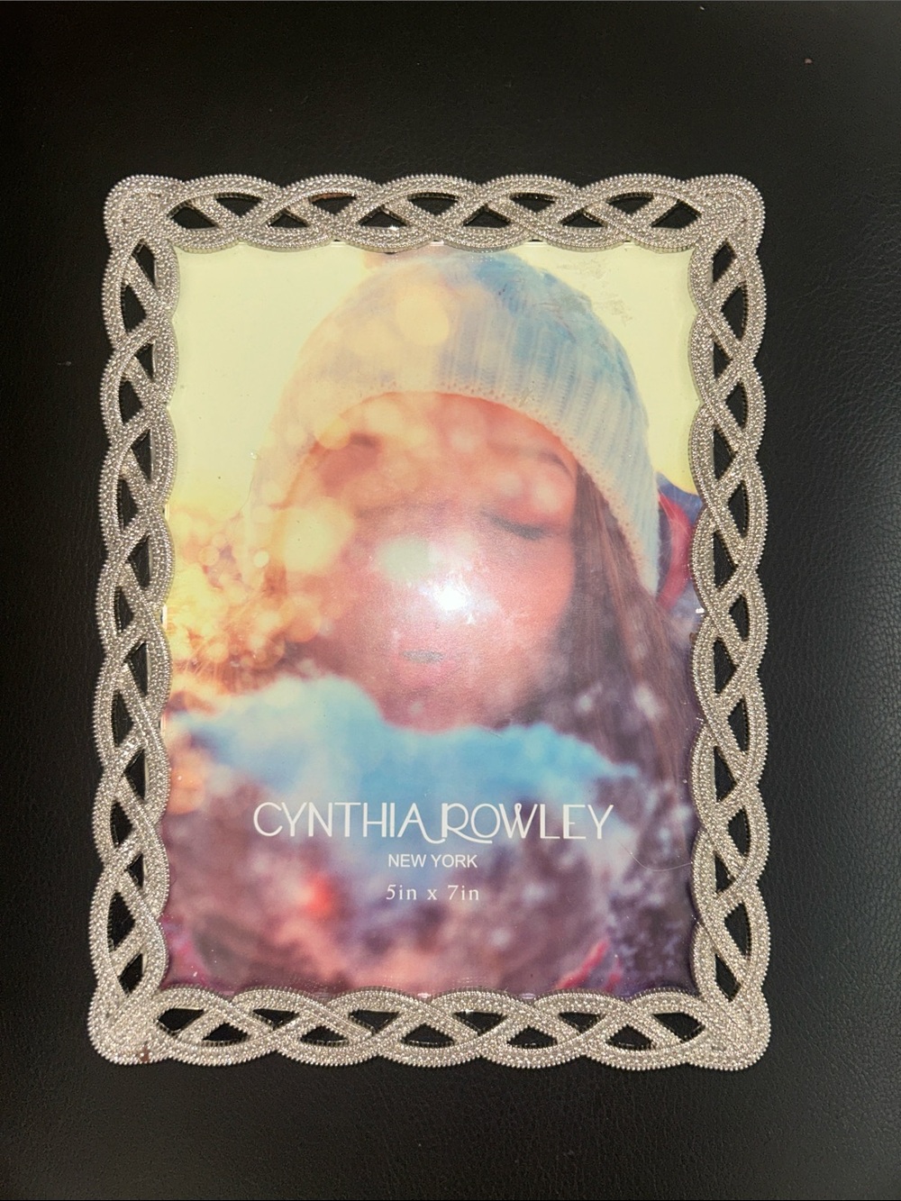 Cynthia Rowley Sparkly Silver Braided Photo Frame